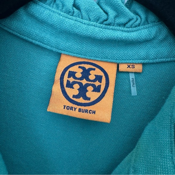 💚TORY BURCH Sleeveless Teal Top with Ruffle Detail Size XS - Picture 4 of 8